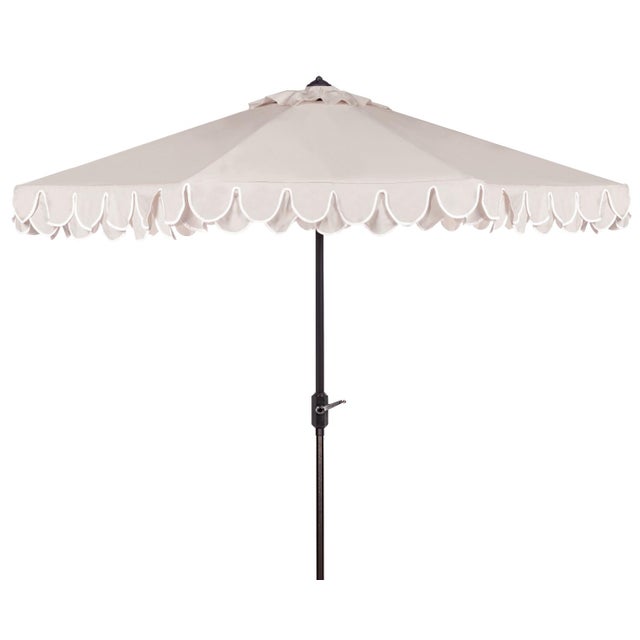 Elegant Valance 11Ft Round Umbrella, Beige With White Trim For Sale In Philadelphia - Image 6 of 6