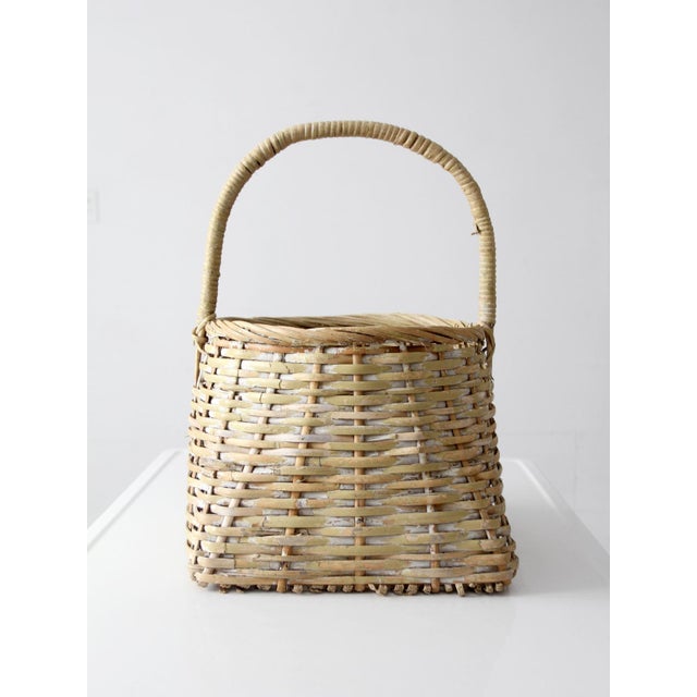 Late 20th Century Vintage Handmade Gathering Basket With Handle For Sale - Image 5 of 12