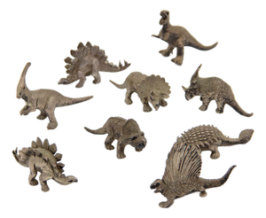 Miniature Silver Dinosaurs, Set of 9