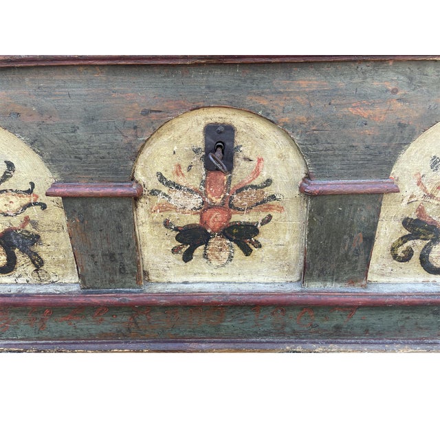 Alpine Floral Painted Chest, 1807 For Sale - Image 10 of 13
