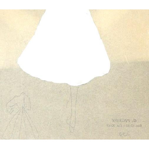 1940s 1940s Set of 2- Mid-Century French Original Fashion Drawings-Watercolor, Pen & Ink For Sale - Image 5 of 5