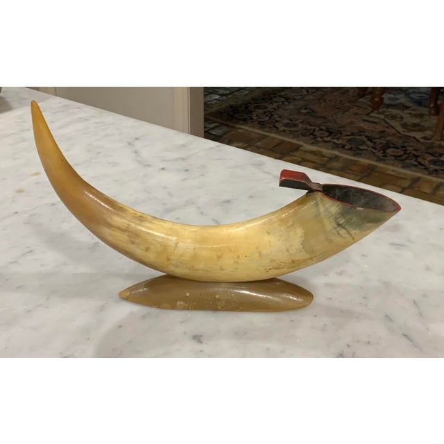Vintage Mid-Century Natural Steer Horn & Metal Desktop Cigar/Cigarette Ashtray - Ralph Lauren, Western Decor, Lodge, Cabin or Man Cave - See Pics! For Sale - Image 4 of 7