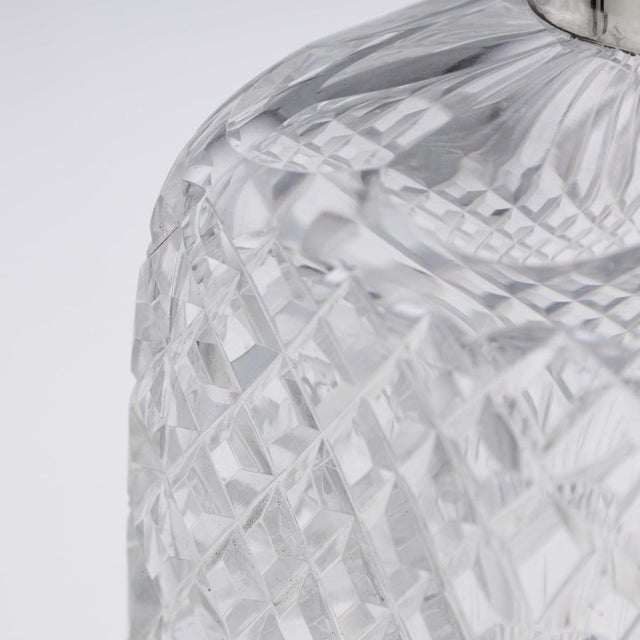 Antique English Locking Decanters in Silver and Cut Glass, 1925, Set of 2 For Sale - Image 12 of 18