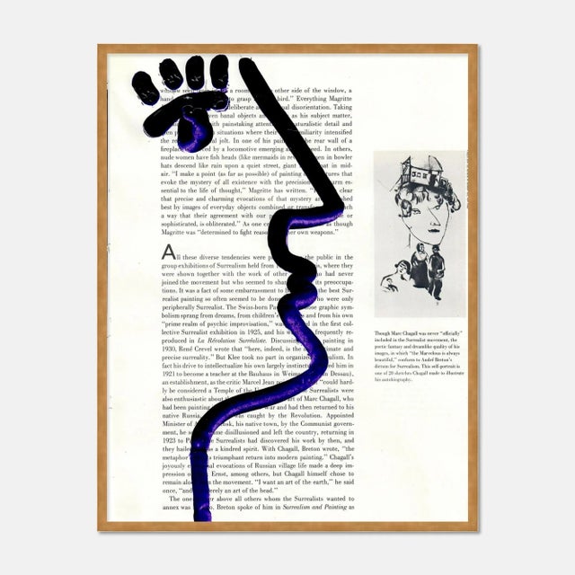 Virginia Chamlee Purple Face 1 by Virginia Chamlee in Gold Frame, Medium Art Print For Sale - Image 4 of 4