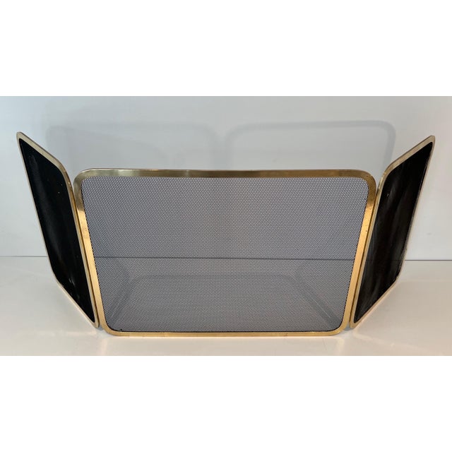 Metal Brass Fireplace Screen and Grills For Sale - Image 7 of 12