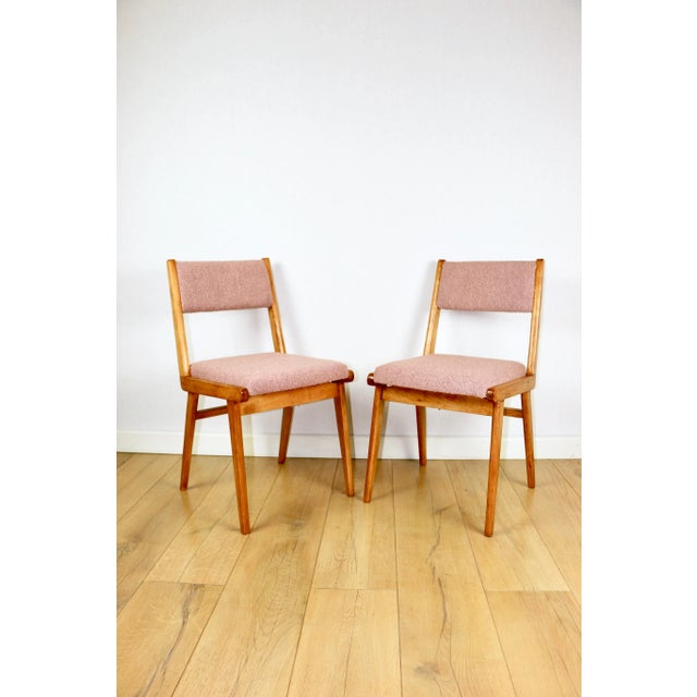 Wood Vintage Pink Bouclé Chairs, 1975, Set of 6 For Sale - Image 7 of 18