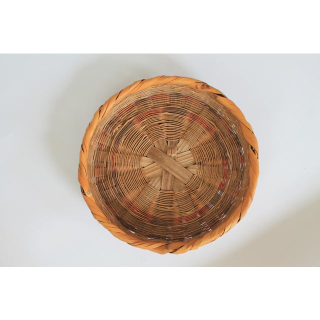 Vintage Lidded Woven Wicker Basket For Sale - Image 10 of 10