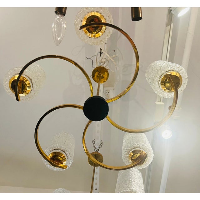 French 1960s Arlus Golden Glass Pendant Mid Century For Sale - Image 10 of 10