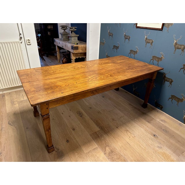 Wood Colonial Farmhouse Table, 1890s For Sale - Image 7 of 13