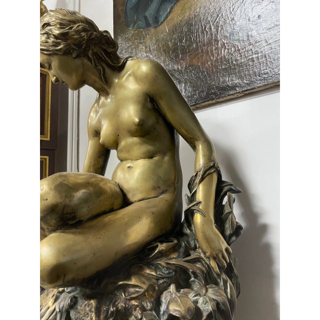 A Gilt Bronze Figure of a Water Nymph, France, 19th Century For Sale - Image 9 of 10