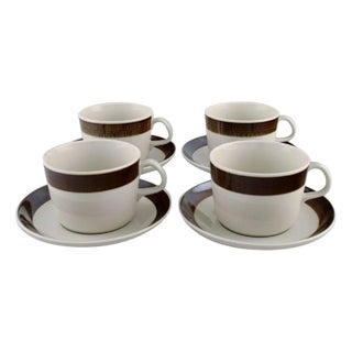 Koka Teacups with Saucers by Hertha Bengtsson for Rörstrand, Set of 8 For Sale