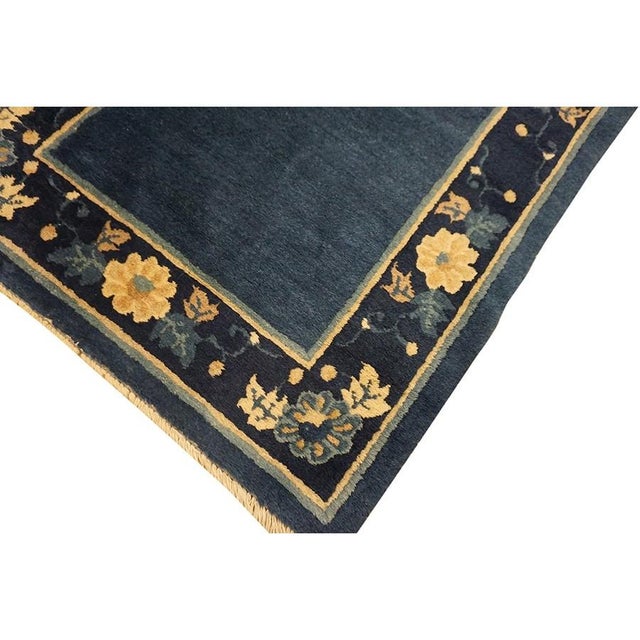 1920s 1920s Blue Deep Field Traditional East Asian Chinese Peking Hallway Gallery Rug For Sale - Image 5 of 10