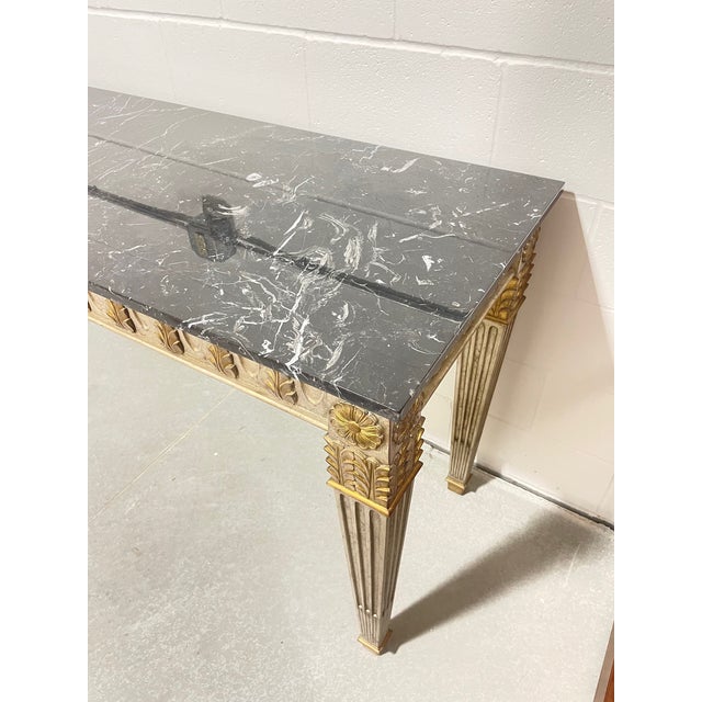 Stone Console Table With Marble Top For Sale - Image 7 of 11