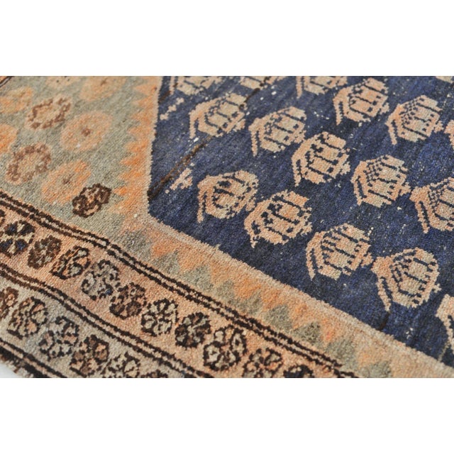 Textile On Hold for Photoshoot* 1940s Apricot, Peach, Grey & Indigo Field of Boteh Rug, 3.3 X 4.5 For Sale - Image 7 of 10