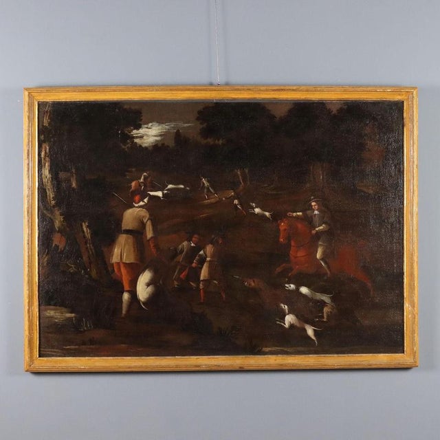 Hunting Scene, 1700s, Oil on Canvas, Framed For Sale - Image 12 of 12