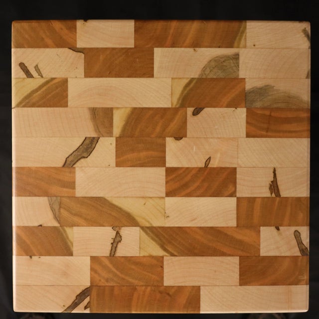 Mosaic Pedestal Table, Solid Cherry and Maple Hard Wood, Artisan Crafted (Sn2523) For Sale - Image 9 of 14