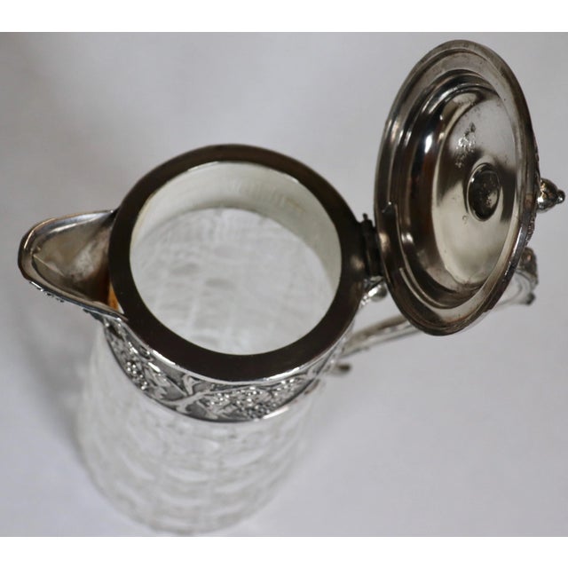 1920s Silver Plated and Crystal Carafe Decanter For Sale - Image 10 of 13