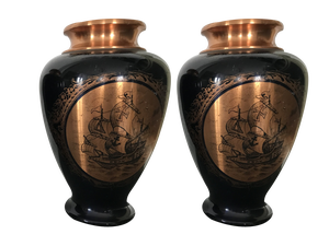 Copper Painted Vase in a Horseshoe from Ab, Set of 2