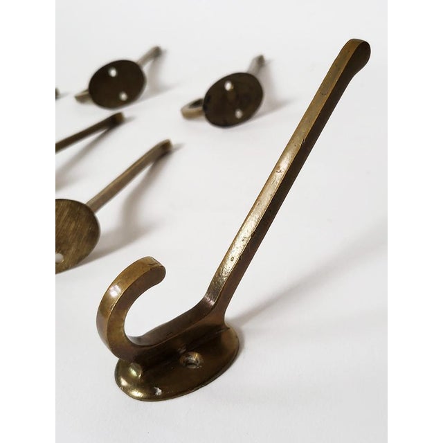 Viennese Art Nouveau Brass Wall Hooks, 1900s, Set of 7 For Sale - Image 15 of 17