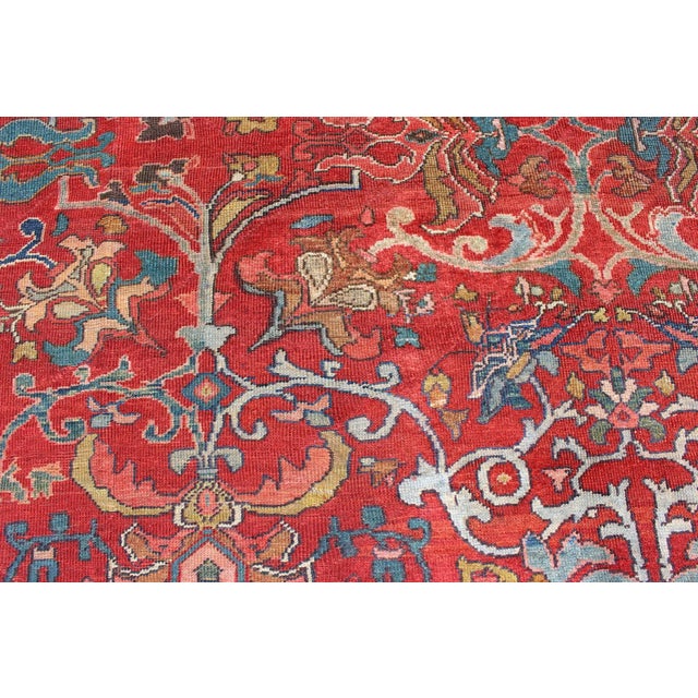 Red Early 20th Century Colorful Antique Persian Sultanabad Rug With All Over Design in Jewel Tones For Sale - Image 8 of 10