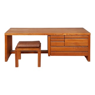 R05A Dressing Table and S05Y Stool from Pierre Chapo, 1989, Set of 2 For Sale