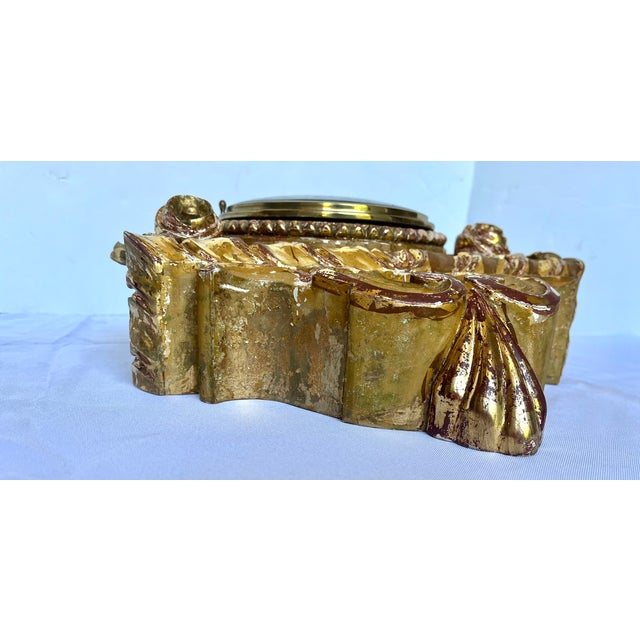 Antique French Gilt Wood Clock Case W/Mirrored Convex Glass Finish For Sale - Image 12 of 18