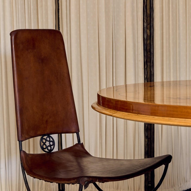 Mid-Century Modern Rare French Iron Leather Accent Chair Attributed to Sido & François Thévenin, 1970s For Sale - Image 3 of 11