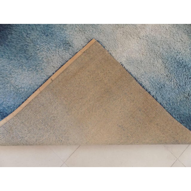 Blue Long Space Age Rectangular Wool Rug, 1970s For Sale - Image 8 of 11