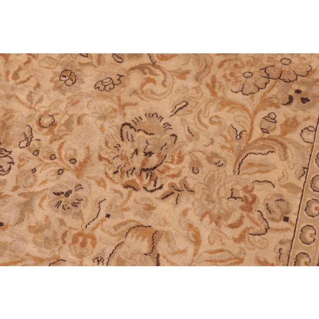 Boho Chic Floral 1990's Pak-Persian Beige/Charcoal Wool Rug - 6'1'' X 9'1'' For Sale In New York - Image 6 of 9
