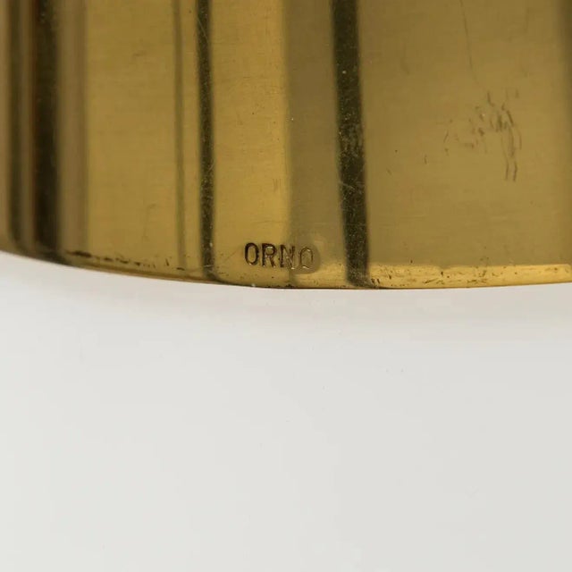 Mid-Century Modern Large 1950s Lisa Johansson-Pape Model #71-127 Glass & Brass Ceiling Lamp For Sale - Image 3 of 12