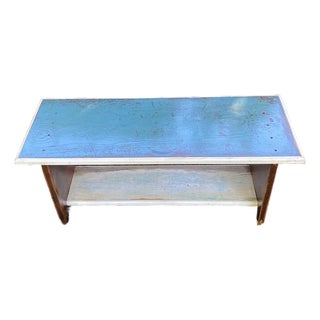 Child’s Blue and White Pine Bench Made From Reclaimed Wood For Sale