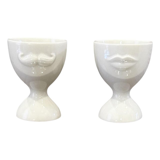 Jonathan Adler Mr. & Mrs. Muse Egg Cups, a Pair For Sale