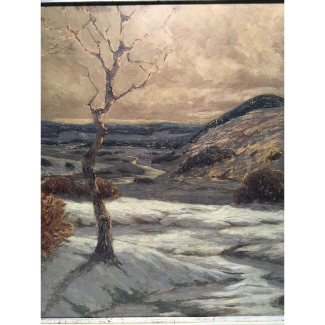 View of Bad Schandau and the Lilienstein in Winter, Oil Painting on Panel For Sale - Image 11 of 12