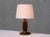 Brown Sculptural Charles Dudouyt attributed Table Lamp in Oak and Linen, France, 1950s For Sale - Image 8 of 12