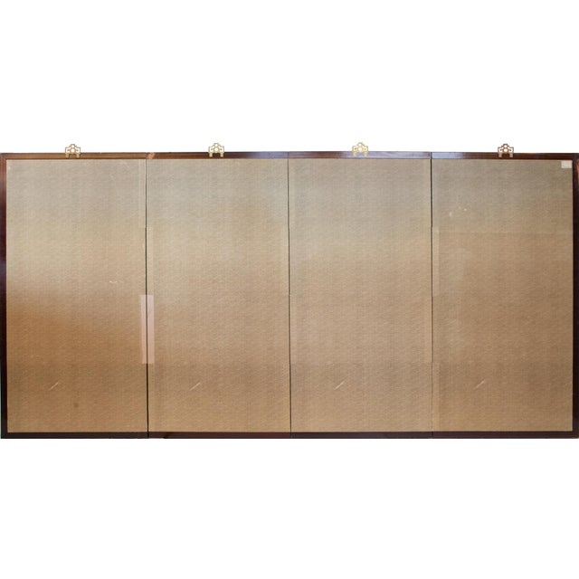 C. 1970s Japanese Style Monochrome Silk Screen "Egrets and Moon" For Sale - Image 16 of 18