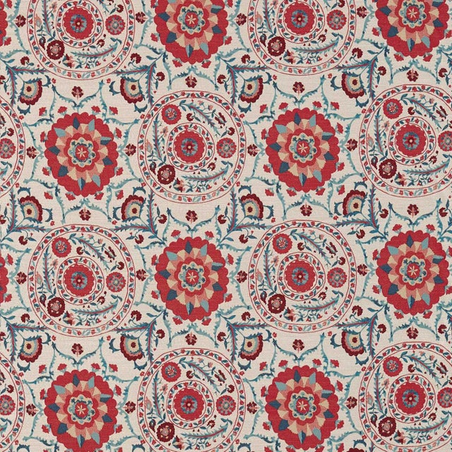 Sanderson Anthos Fabric in Red/Indigo - a Sample For Sale