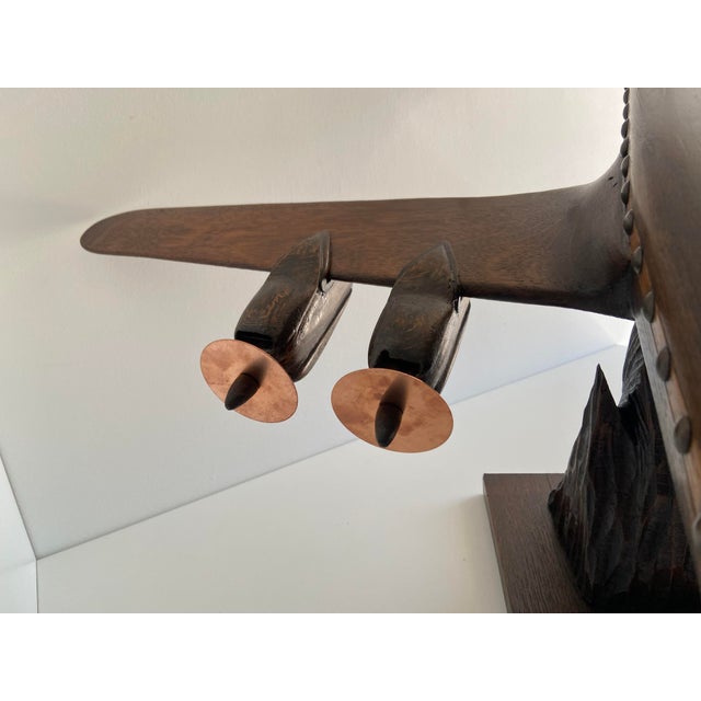 Wood Lockheed Constellation Airplane Sculpture Model in Carved Wood, 1940 For Sale - Image 7 of 18