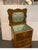 Antique mid 19th Century flame walnut sewing or work table. The highly figurative wood top, that lifts up to reveal a...
