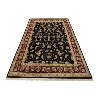 Tabriz Rug 8’6” X 11’9” Black Wool/Silk Traditional Hand-Knotted Oriental Carpet For Sale