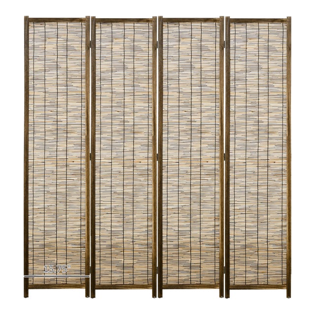 1990s Handwoven 4 Panel Folding Privacy Screen Room Divider For Sale