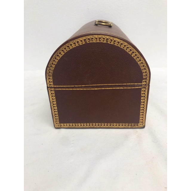 1950s 1950s Italian Tooled Leather Dome-Top Box with Gold Accents For Sale - Image 5 of 8