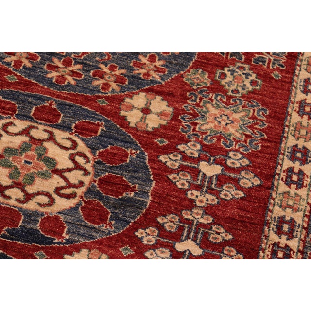 Rustic Super Kazak Red/Blue Wool Rug - 5'3'' X 6'3'' For Sale - Image 4 of 10
