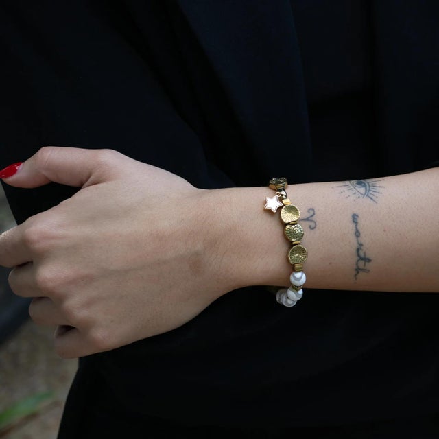 Spiritual Star Tibetan Agate & Jade Bracelet For Sale In Miami - Image 6 of 7