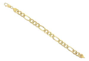 9MM Classic Figaro Bracelet/Anklet 14k Yellow Gold