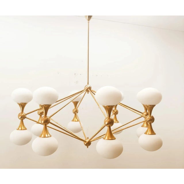 16 Light Brass Sputnik Chandelier with Oval Globes For Sale - Image 15 of 18