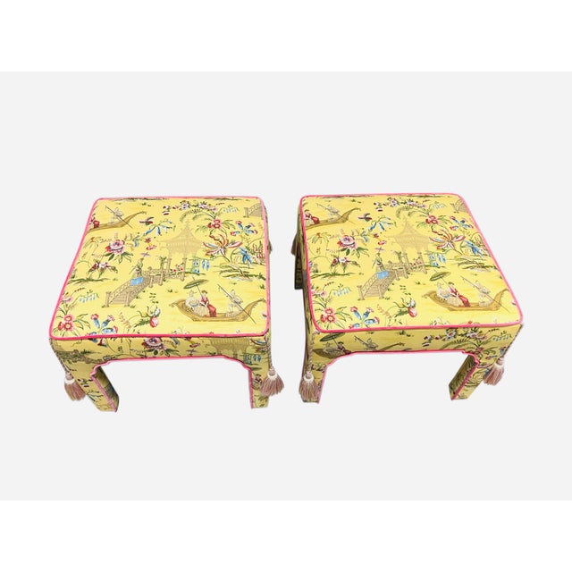 Pair Newly Upholstered Mid Century Parsons Benches/Ottomans For Sale - Image 11 of 13