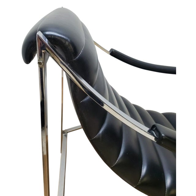 Mid-Century Modern 1970s Mid Century Italian Chrome Lounge Sling Chair Tuck Roll Living Room Arm Vintage For Sale - Image 3 of 18