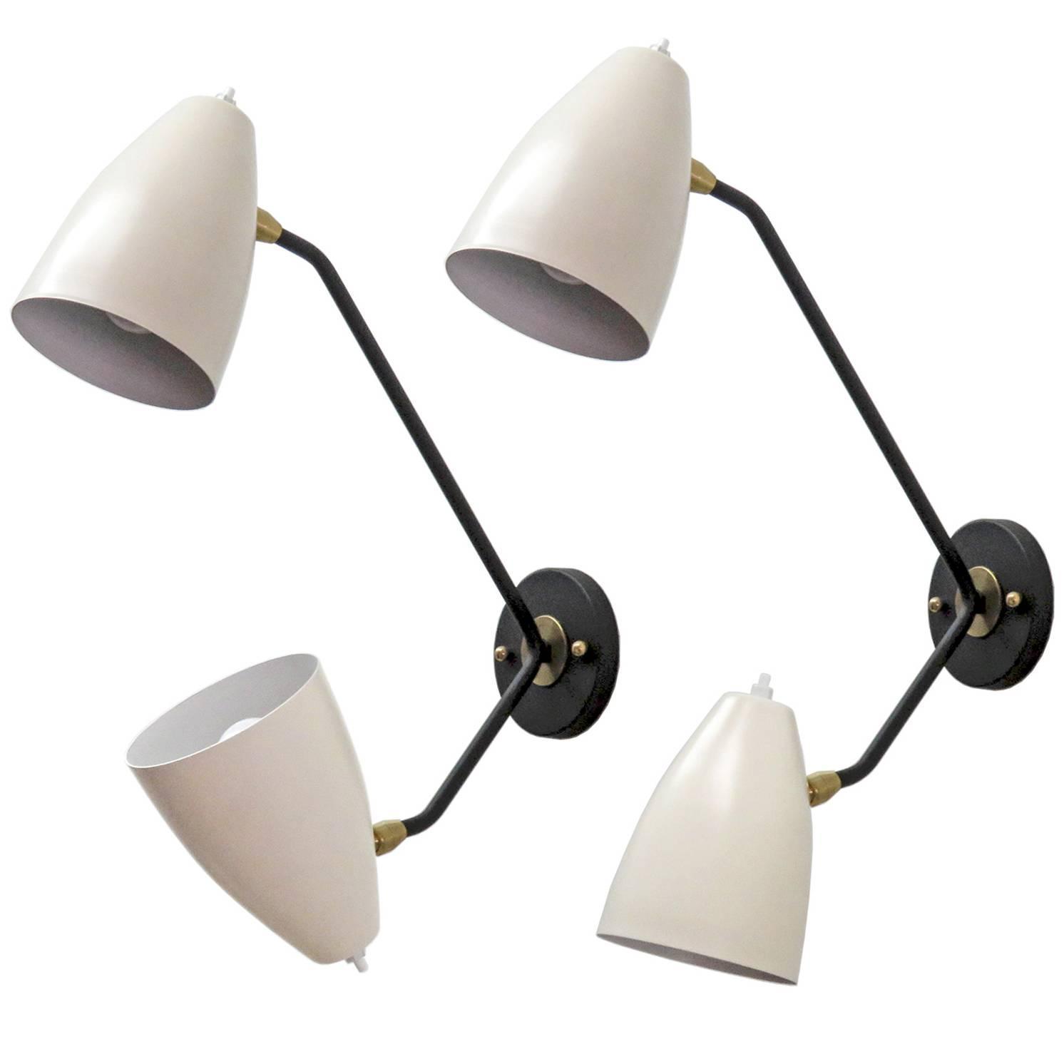 Double Arm Brass Wall Lights 'L3gg' Chairish