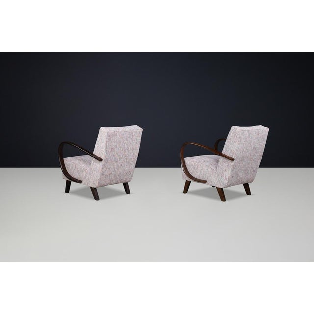 Upholstered Bentwood Lounge Chairs by Jindrich Halabala, 1940s, Set of 2 For Sale - Image 6 of 11