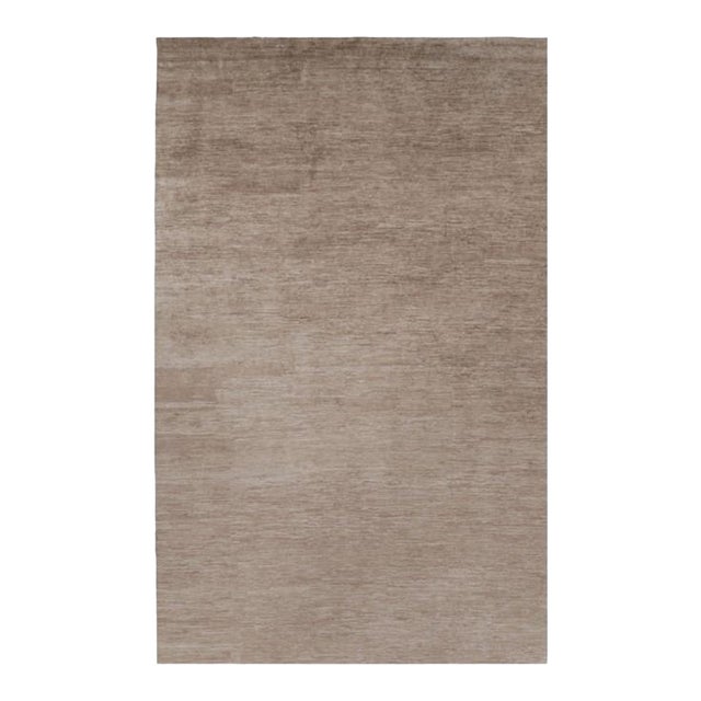Rug & Kilim’s Oversized Modern Textural Rug in Brown, White and Beige Striae - 10x16 For Sale